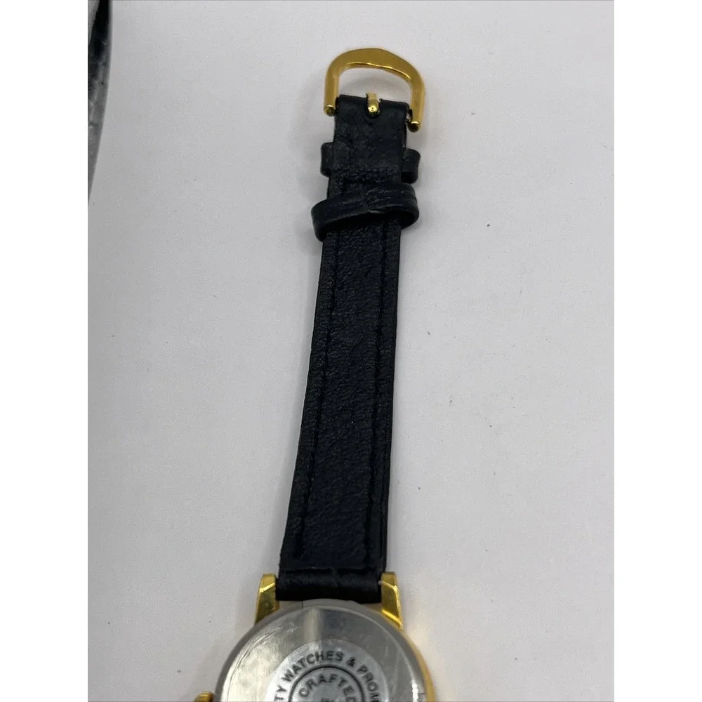 Ice Dogs Kids Quartz Watch Black Leather Band Gold Tone Case- New‎ Battery